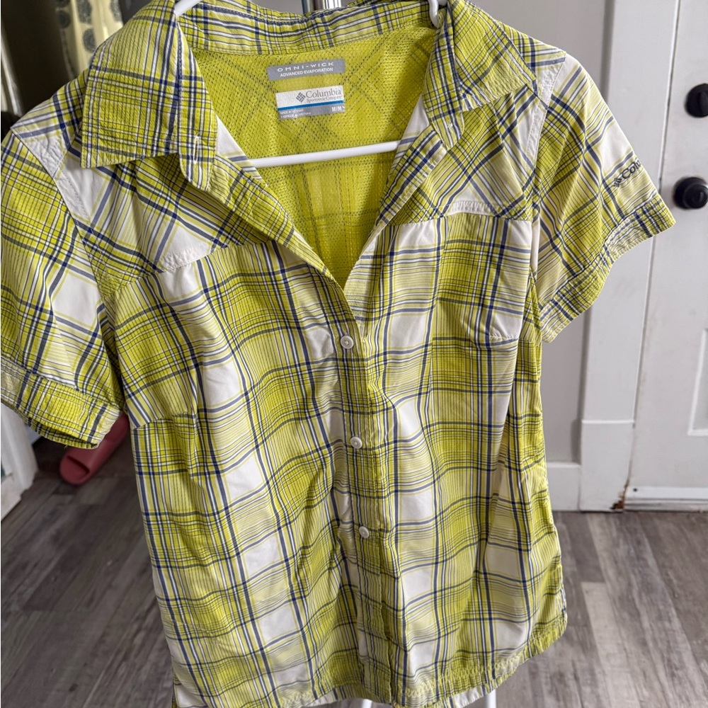 Columbia Yellow and Blue Plaid Shirt